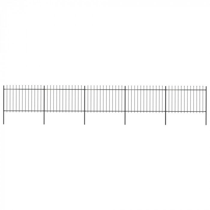 vidaXL Gard de grădină cu v&acirc;rf suliță, negru, 8,5 m, oțel