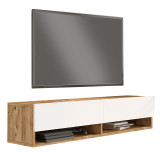 Comoda TV de perete Roscoe culoare alb - sonoma 140x31.6x29.6cm