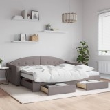 Cumpara ieftin Pat de zi cu extensie și sertare, gri taupe, 90x200 cm, textil