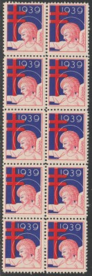 1939 SUA - Bloc de10 vignete de Craciun + Campanie Anti Tuberculoza, TBC foto