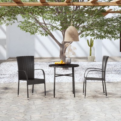 Gossi set mobilier de gradina, 3 piese, negru, poliratan foto