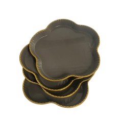 Set 4 platouri servire, Floare, Gri, 15x15x2 cm
