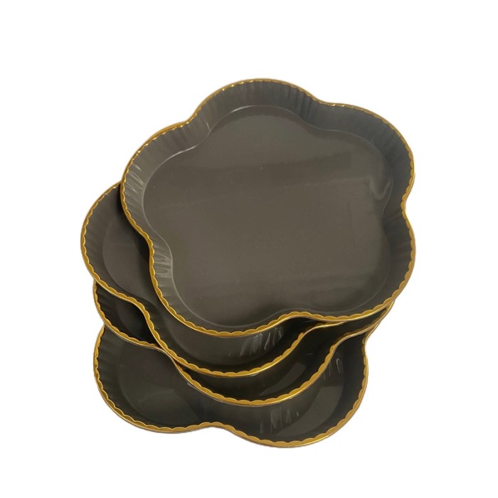 Set 4 platouri servire, Floare, Gri, 15x15x2 cm