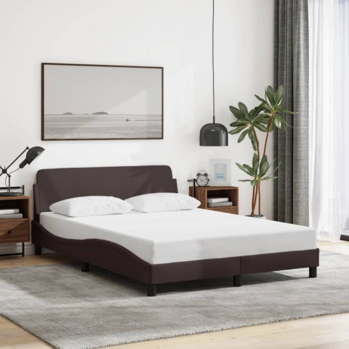 vidaXL Cadru de pat fără saltea, maro &icirc;nchis, 140x200 cm, textil