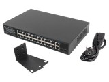 Switch Ethernet LANBERG 26 porturi RJ45 Gigabit PoE 1U rack negru