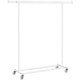 SONGMICS Suport pentru haine cu sina superioara extensibila, pe roti, reglabil pe latime, 45x(92-132)x160cm, alb Household NewTrend