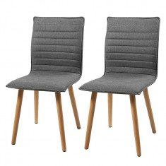 Set de 2 scaune tapitate Kean I tesatura/lemn, gri deschis, 44 x 88 x 55.5 cm foto