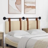 vidaXL Tăblie de pat suspendată Cu lumină LED Crem PU antic 3423931