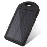 Cumpara ieftin Incarcator solar, UBX, Powerbank, 5000mAh, lanterna LED incorporata, 1W, 2xport USB, 1 port microUSB, negru, 15x8x2 cm