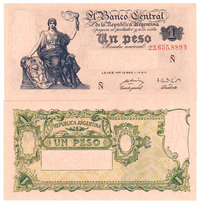 Argentina 1 Peso 1951-52 P-262 UNC foto
