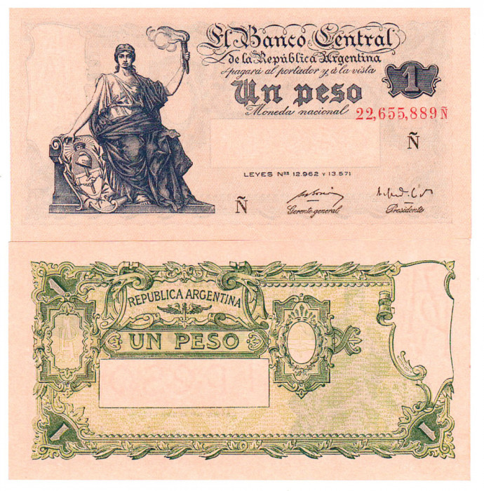 Argentina 1 Peso 1951-52 P-262 UNC