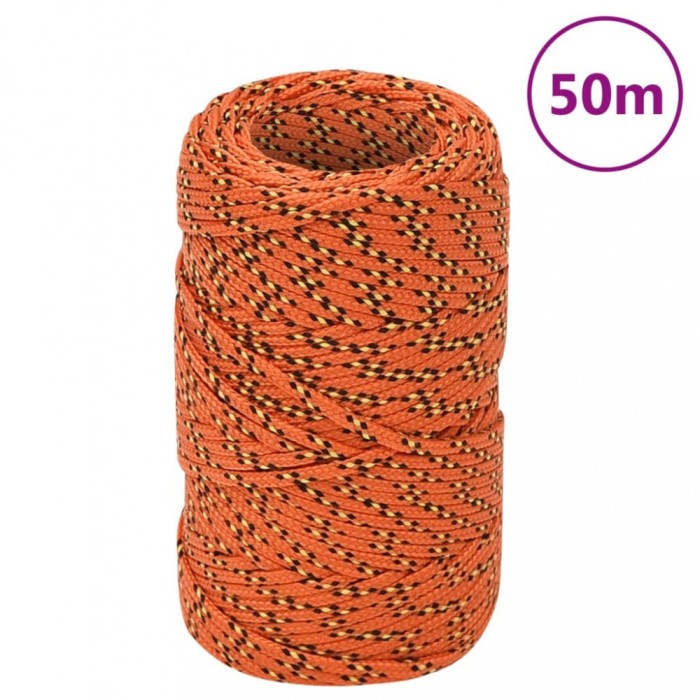 Fr&acirc;nghie de barcă, portocaliu, 2 mm, 50 m, polipropilenă