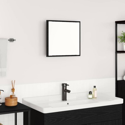 vidaXL Oglindă LED pentru baie Stejar negru 40x8.5x37 cm Lemn prelucrat foto