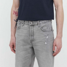 Superdry pantaloni scurti jeans barbati, culoarea gri