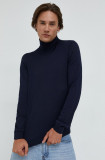 BOSS pulover de l&acirc;nă bărbați, culoarea bleumarin, light, cu guler 50468262