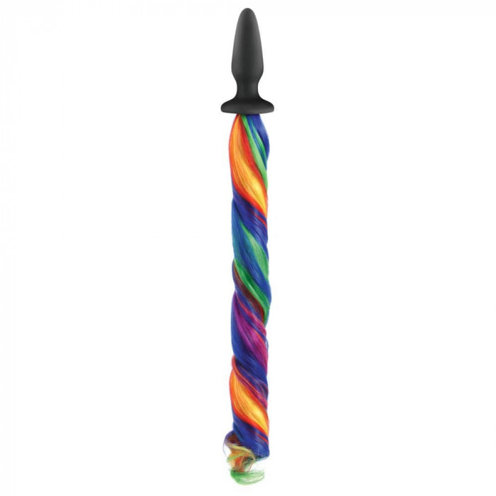 Dop anal cu coada Unicorn Tails - Rainbow