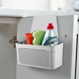Coș organizator suspendabil din plastic alb pentru dulap, 24x13x24 cm, CMCLASS
