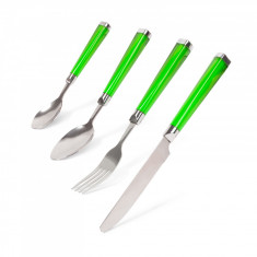 Set de tacâmuri - verde - 4 bucăți - mâner de plastic