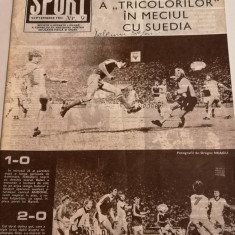 Revista SPORT nr.9/1982 (prezentare Chimia RM-Valcea,Poli Iasi)Romania-Suedia