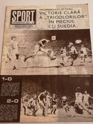 Revista SPORT nr.9/1982 (prezentare Chimia RM-Valcea,Poli Iasi)Romania-Suedia foto
