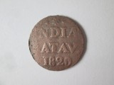 Rară! Java(Indonezia) Indiile de Est Neerlandeze 1/2 Stuiver 1820, Asia, Bronz