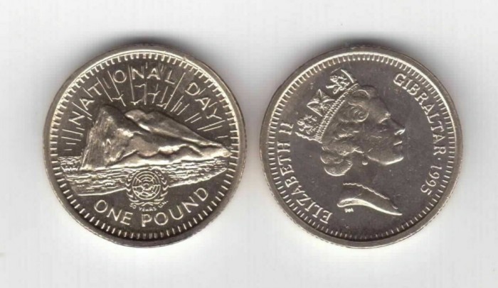 GIBRALTAR █ MONEDE COMEMORATIV █ 1 Pound █ 1995 █ National Day █ UNC