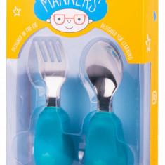 Set tacamuri pentru toddleri furculita si lingura etapa 2 Albastru
