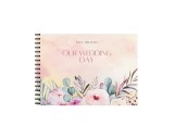Set Album foto / GuestBook pentru nunta Green Flowers, A4 landscape, pix si dubluadeziv inclus, 3 piese, accesoriu nunta