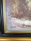 Tablou original, peisaj in ulei pe panou, semnat Ambrozie, Peisaje, Realism