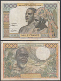 AFRICA OCCIDENTALA, COASTA DE FILDES. 1000 FRANCI 1961. P103a. XF