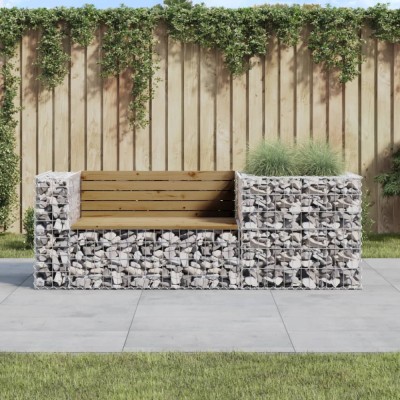 vidaXL Bancă de grădină &amp;amp; coș gabion, lemn de pin tratat 3196244 foto