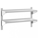 Raft de perete 2 niveluri 100x30x60 cm argintiu otel inoxidabil