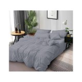 Cumpara ieftin Lenjerie de pat dublu Bumbac Damasc 4 Piese, Gri Inchis - PUC159