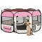 vidaXL Țarc joacă pliabil c&acirc;ini cu sac de transport roz 125x125x61 cm