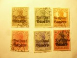 Serie mica Bavaria 1919 supratipar pe Deutsches Reich , 6 valori stampilate