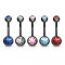 Piercing din oțel negru pentru buric, zirconii colorate, lungime 10 mm - Culoare zirconiu piercing: Roz - P