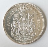CANADA 50 CENTS CENTI 1963 ARGINT XF AUNC ( CITITI DESCRIEREA )