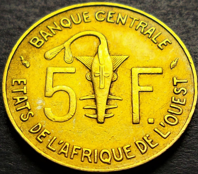 Moneda exotica 5 FRANCI - AFRICA de VEST, anul 1975 *cod 2097 = excelenta foto