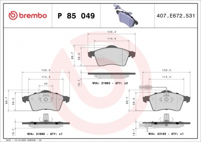 BREMBO P 85 049 PRIME LINE set placute frana,frana disc foto