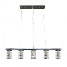 Lampa suspendata eleganta Lanu, 100 x 92 x 23 cm, 5 x G9, max. 40W, aluminiu/cristal artificial, crom/argintiu foto