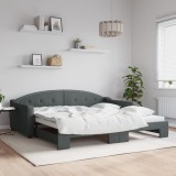 Cumpara ieftin Pat de zi cu extensie, gri &icirc;nchis, 100x200 cm, textil
