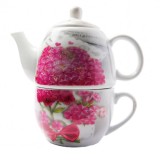 Set Ceainic cu Farfurie Ceramica Diverse Modele Florale LCS7891