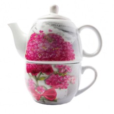 Set Ceainic cu Farfurie Ceramica Diverse Modele Florale LCS7891 foto