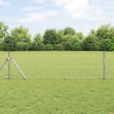 Gard hexagonal vidaXL 0.8x10 m Oțel galvanizat, Posturi pentru gard vidaXL 7 buc &Oslash;32 mm 120 cm Oțel galvanizat