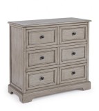 Cumpara ieftin Comoda cu 6 Sertare din Lemn Masiv si MDF Gri Patinat Margaret Bizzotto, Dimensiuni 75x32x70 cm