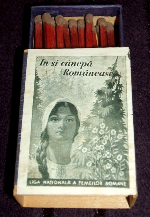 1934 LNFR - In si canepa romaneasca - Cutie de chibrituri romanesti din lemn