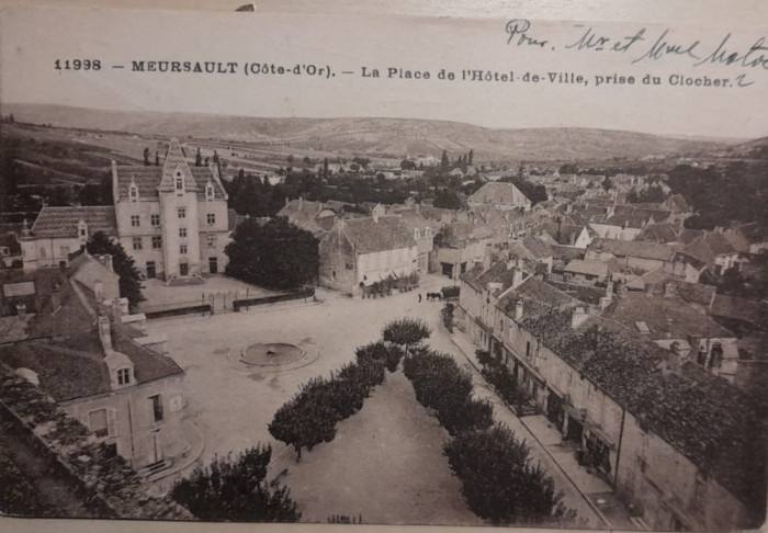 1920 CP ptr familia Moțoc / Meursault Cote d Or France, verso semnaturi olografe