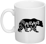 Cana Alba Personalizata Mama Bear INOVATIX&reg;, Ceramica 330ml, Cilindrica, Cadou Prietena, Sublimare, Rotunda, Articole Casa