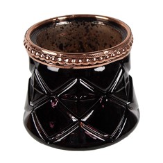 Candela sticla neagra cupru 7x6 cm