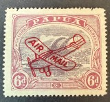 Papua 1930 - Emisiune Poștă Aeriană "Pirogă Lakatoi cu Supratipar Avion / AIR MAIL" (Marcă Poștală Neștampilată) - Cod: A964
